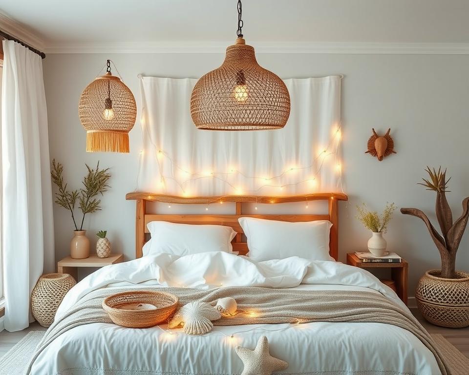 beach boho bedroom lighting