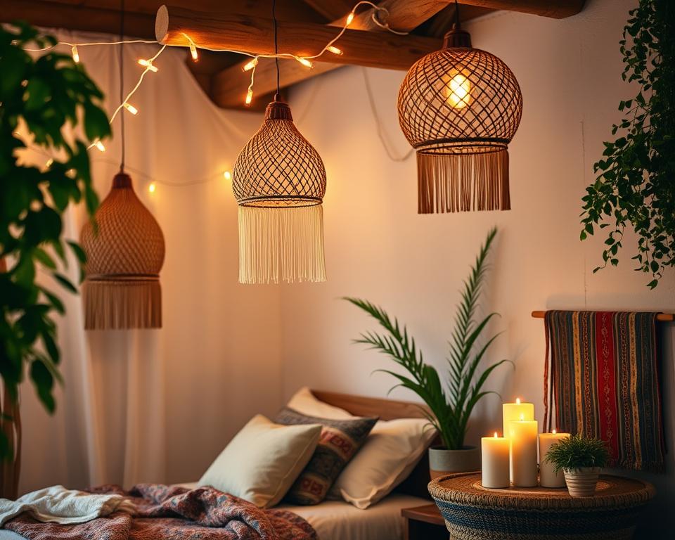 boho bedroom lighting