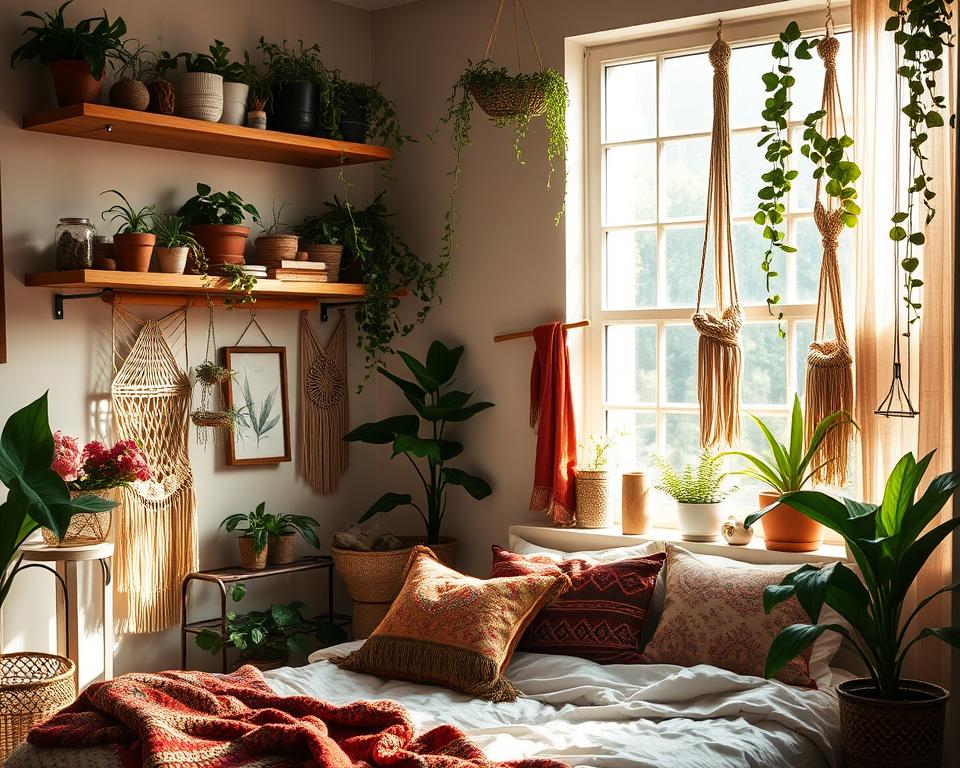 boho floating shelf decor bedroom