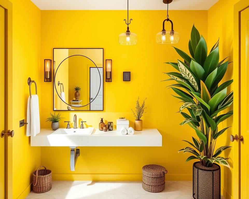 bold yellow bathroom