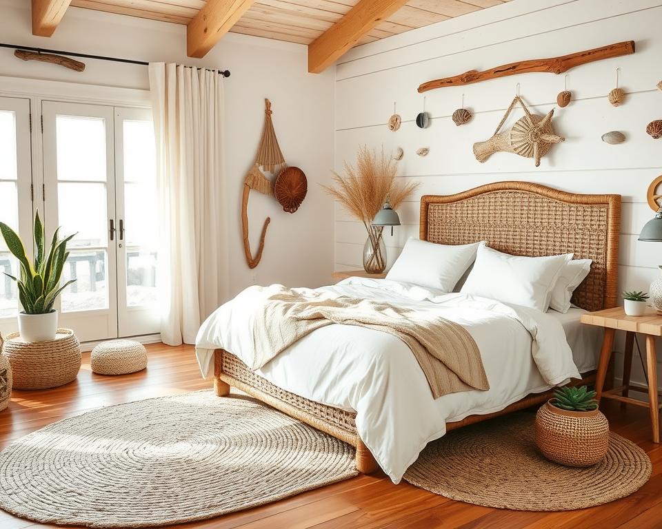 natural materials in beach boho bedroom