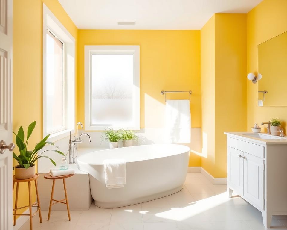 yellow and neutral bathroom