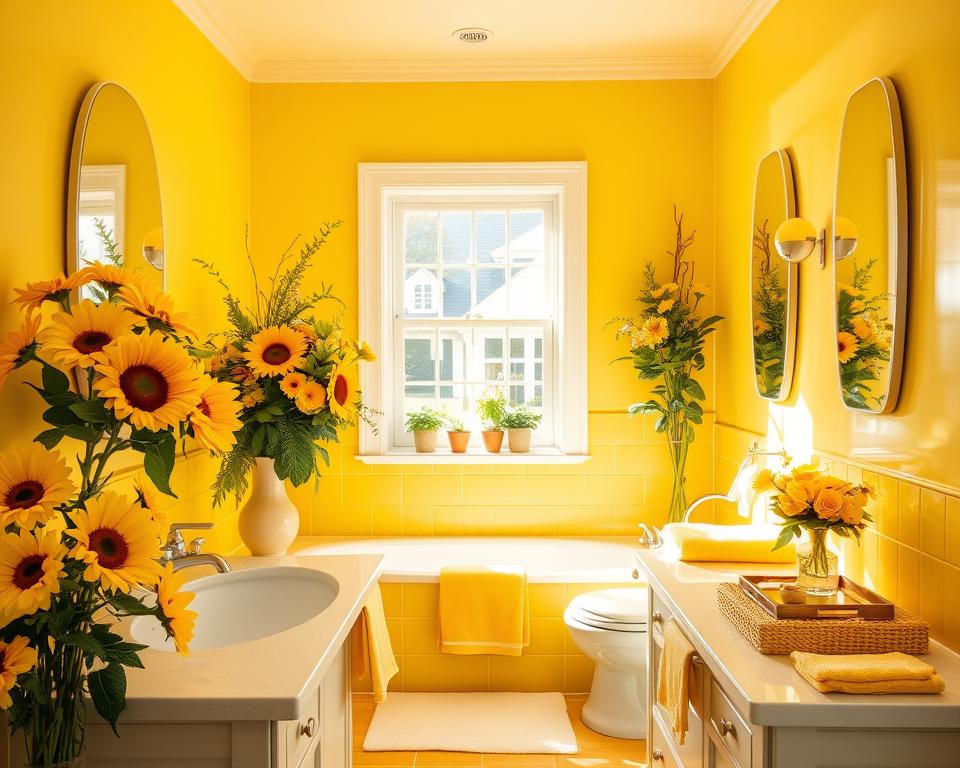 yellow bathroom floral