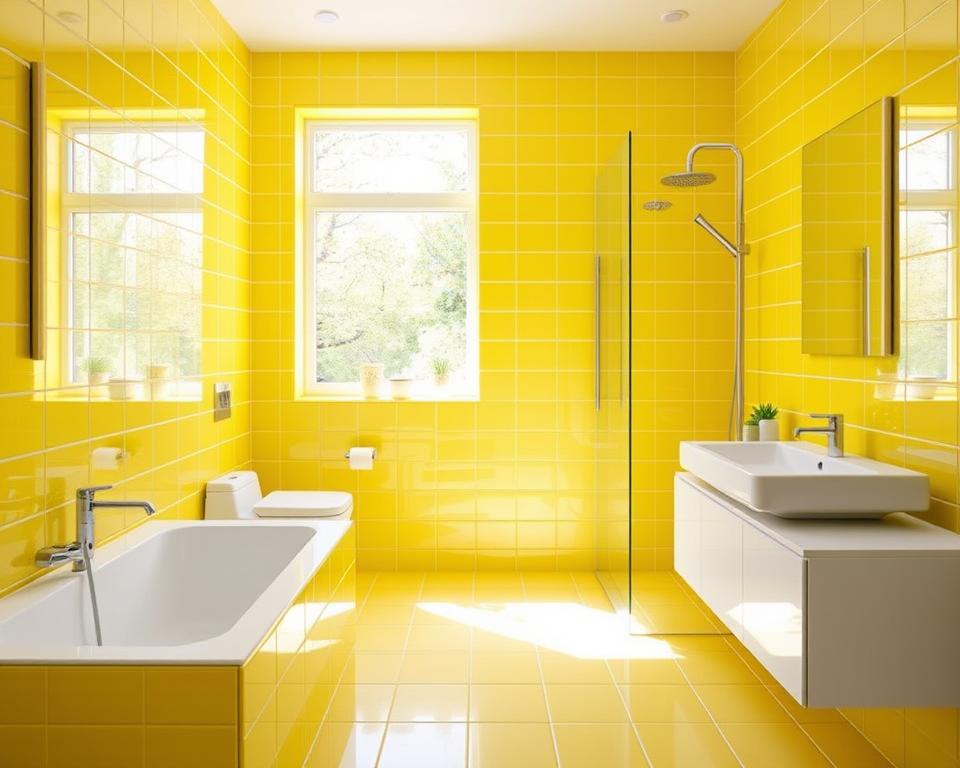 yellow bathroom tiles